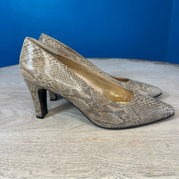 Vintage Stuart Weitzman Snakeskin Leather Pump Heels Women’s 10 (modern 9.5) - Picture 3 of 13